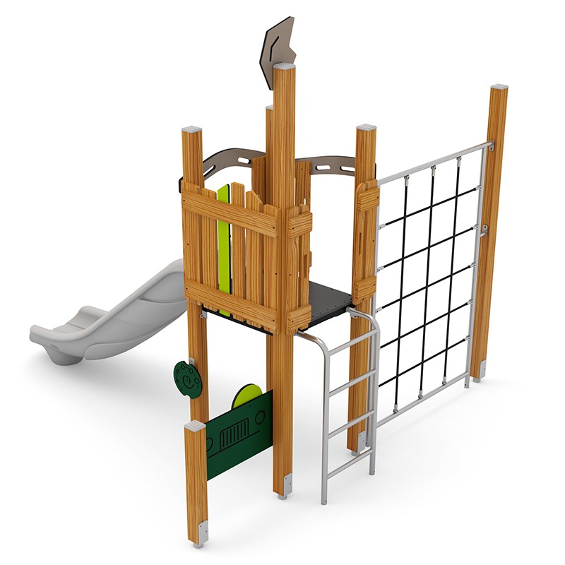 Structura modulara prescolari - Turn cu tobogan, cataratori si panou educational PZG-W-B001