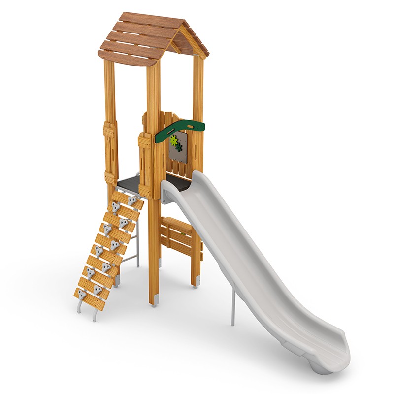 Structura modulara - Turn cu tobogan, cataratori si panou educational PZG-W-B002