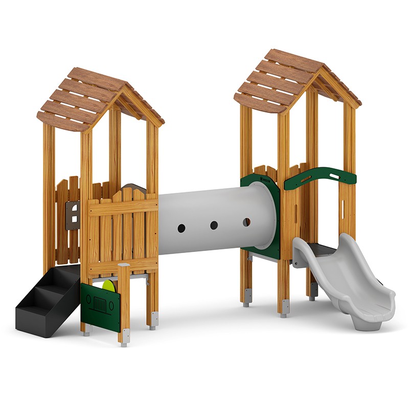 Structura modulara prescolari - Turnuri cu tobogan, pasaj tunel si panou educational PZG-W-B018 - imagine 2