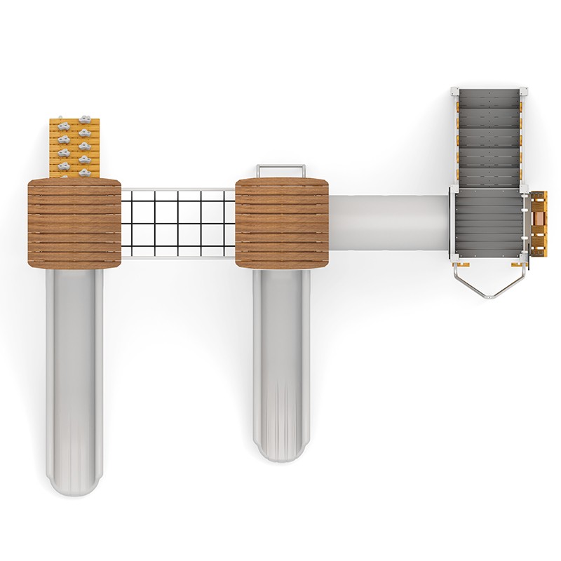 Structura modulara - Turnuri cu 2 tobogane, pasaj tunel, punte, cataratori si bara de pompieri PZG-W-B007 - imagine 3