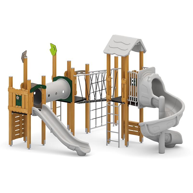 Structura modulara - Turnuri cu tobogan, tobogan spirala, punte, pasaj tunel si cataratori PZG-W-B014
