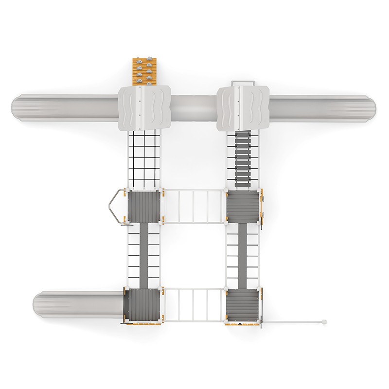 Structura modulara - Turnuri cu 2 tobogane, pasaj tunel, punti, scari maimute, cataratori, bara de pompieri si panou educational PZG-W-B012 - imagine 3