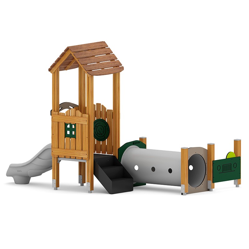 Structura modulara prescolari - Turn cu tobogan, pasaj tunel si panou educational PZG-W-B017 - imagine 2