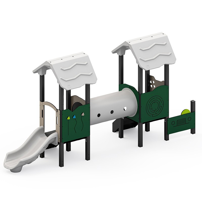 Structura modulara prescolari - Turn cu tobogan, pasaj tunel si panou educational PZG-W-A018N