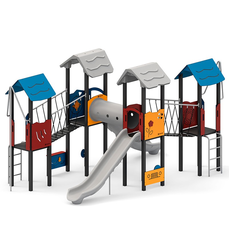 Structura modulara - Turnuri cu tobogane, pasaj tunel, punti, bare de pompieri si panouri educationale PZG-W-A010P