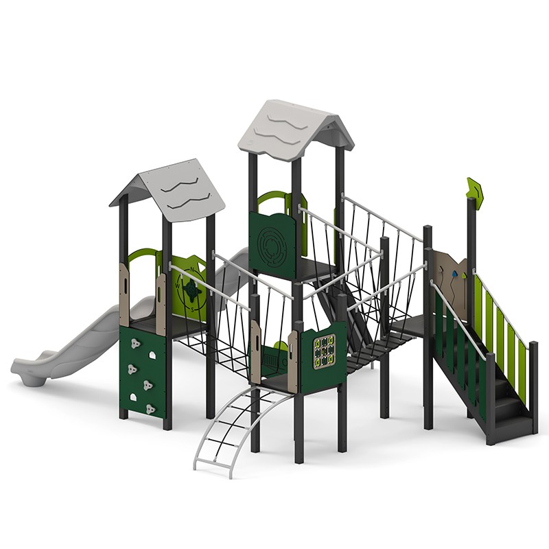 Structura modulara - Turnuri cu 2 tobogane, punti, cataratori si panouri educationale PZG-W-A009N