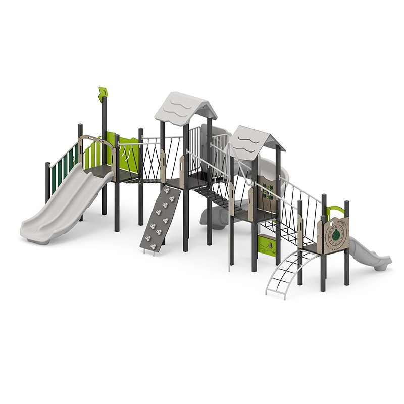 Structura modulara - Turnuri cu tobogan, tobogan dublu, tobogan spirala, punti, si panouri educationale PZG-W-A015N