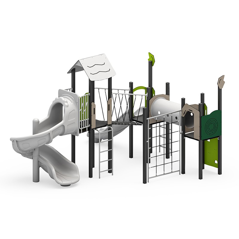 Structura modulara - Turnuri cu tobogan, tobogan spirala, punte, pasaj tunel si cataratori PZG-W-A014N - imagine 2