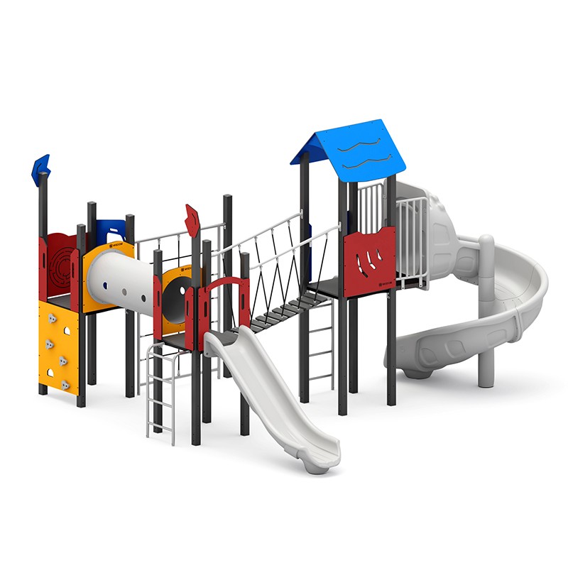 Structura modulara - Turnuri cu tobogan, tobogan spirala, punte, pasaj tunel si cataratori PZG-W-A014P
