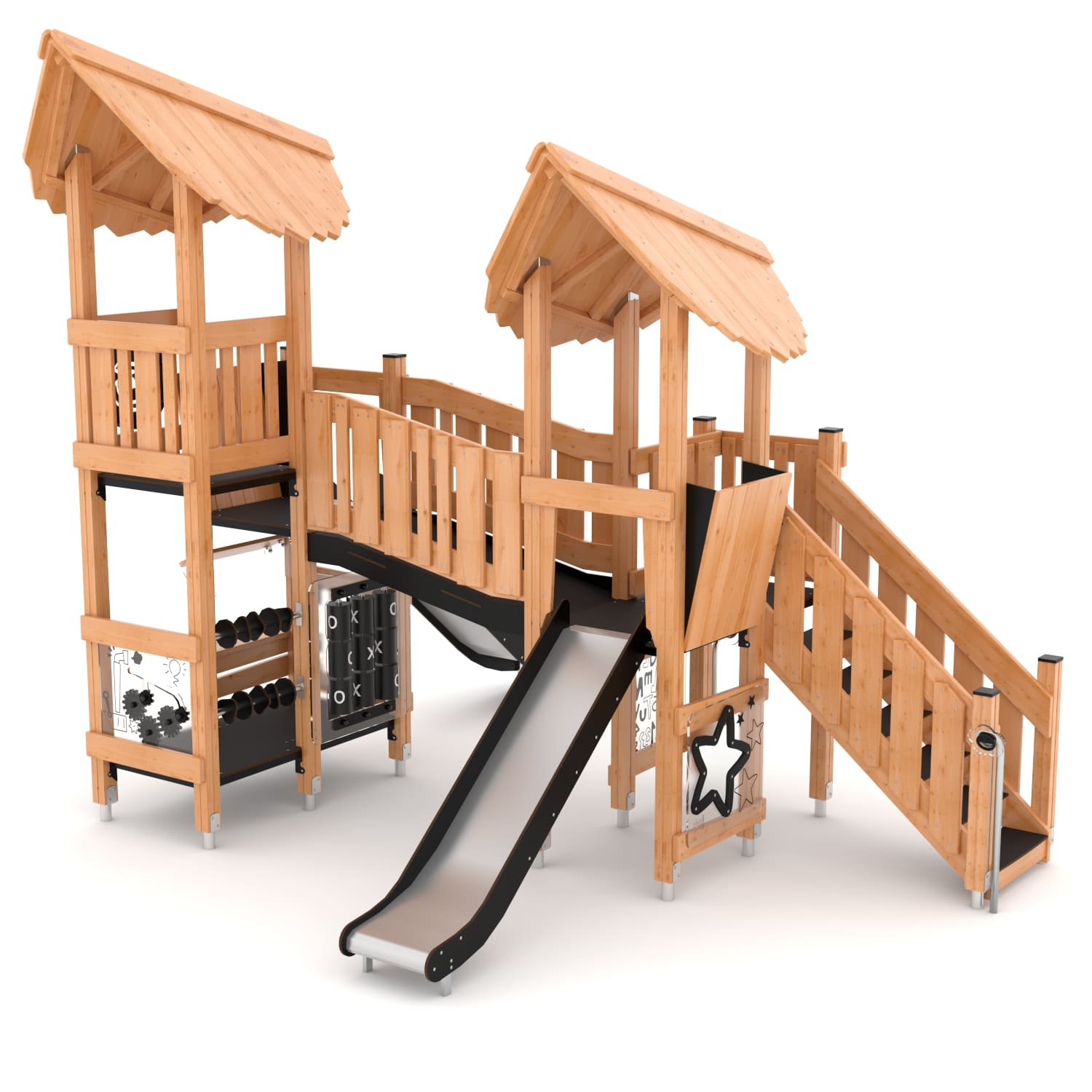 Echipament modular Turnuri cu tobogan si panouri educationale NATURO PZP-NT3637