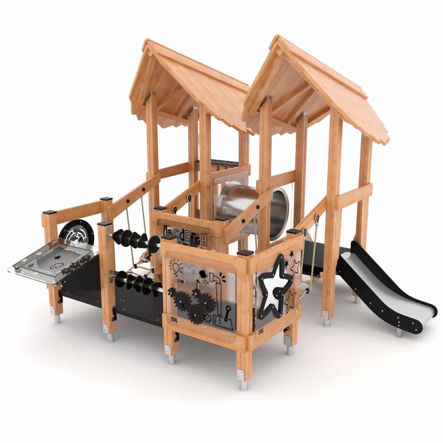 Echipament modular Turnuri cu tunel, tobogan, panouri educationale si punti NATURO PZP-NT3614